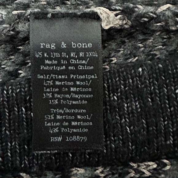 RAG & BONE / patterned oversized boyfriend cardigan / black + grey / Medium - Picture 4 of 8